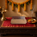 Lalita Sahasranama Stotram – Sanskrit (Devanagari) Palm Leaf Style Book – shown in a home pooja room