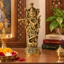 Vastu Shri Krishna Brass Idol with Lotus Base for Pooja and Home Decor