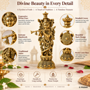 Vastu Shri Krishna Brass Idol with Lotus Base for Pooja and Home Decor