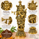 Lord Krishna statue with round base - view 2 of 5