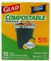 GLAD COMPOSTABLE BAGS TALL LEMON FZ-10CT
