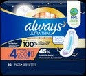 Always Ultra Thin Size 4 Overnight Flexi Wings Pads 16ct
