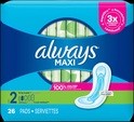 Always Maxi Size 2 Long Super Without Flexi Wings Pads 26ct