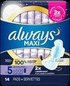 Always Maxi Size 5 Extra Heavy Overnight With Flexi Wings Pads 14ct