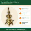 Vastu Vilakku Brass Oil Lamp – Traditional Pooja Deepam, 8 Inch – key features infographic
