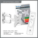 QualGear QG-TM-005-WHT 23-Inch to 42-Inch Premium Quality Contemporary Style Ultra Low Profile Full Motion TV Wall Mount LED TVs, White [UL Listed]