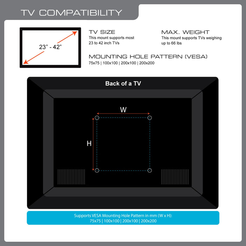 QualGear QG-TM-005-WHT 23-Inch to 42-Inch Premium Quality Contemporary Style Ultra Low Profile Full Motion TV Wall Mount LED TVs, White [UL Listed]