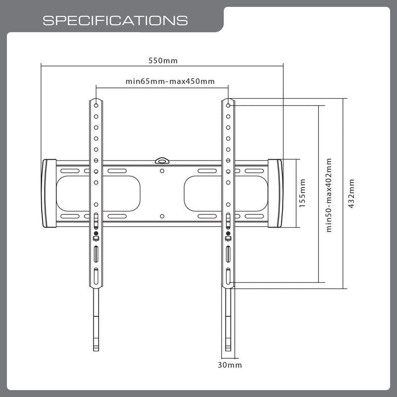 QualGear QG-TM-F-014 Ultra Slim Fixed Wall Mount for most 32-inch to 55-inch TVs