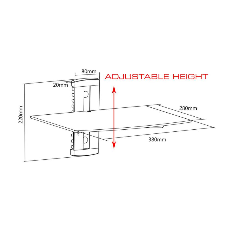 QualGear® UL Listed Universal Single Shelf Wall Mount for A/V Components, Black (QG-DB-001-BLK)