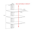QualGear® Universal Triple Shelf Wall Mount for A/V Components upto 8kgs/17.6lbs(x3), Black (QG-DB-003-BLK)