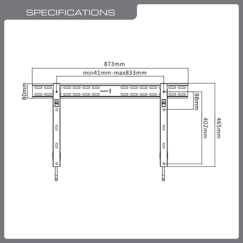 QualGear QG-TM-002-BLK Universal Ultra-Slim Low-Profile Fixed Wall Mount for 37'-70' TV's