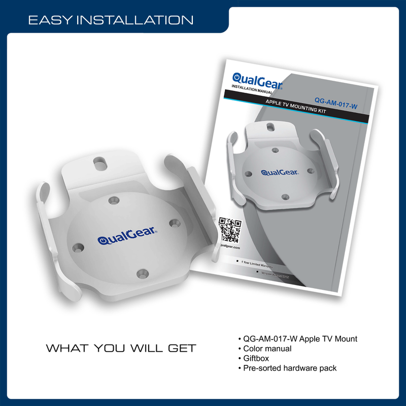 QualGear QG-AM-017-W Mount for Apple TV/AirPort Express Base Station (For 2nd & 3rd Generation Apple TVs)