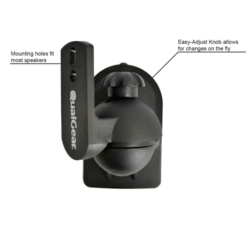 QualGear® QG-SB-002-BLK UL Listed Universal Speaker Wall Mount for Most Speakers up to 3.5kg/7.7lbs, Black