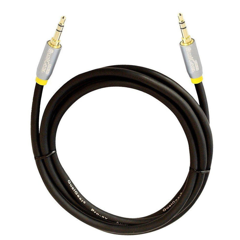 QualGear 100% OFC Copper, Gold Plated Contacts, 3.5mm Male to 3.5mm Male Premium Auxiliary Stereo Audio Cable - 3.5mm Male to 3.5mm Male - 4' Black (QG-ACBL-4FT)