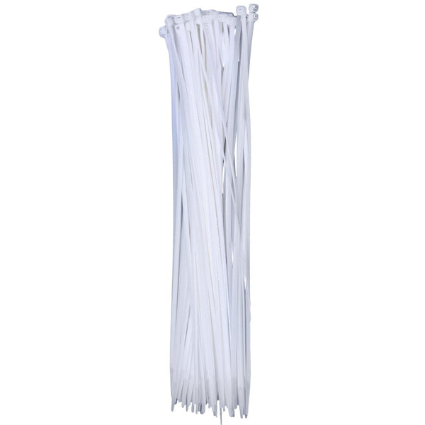 QualGear CT6-W-100-P 14-Inch Self-Locking Cable Ties - White (Pack of 100)