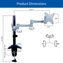 QualGear® QG-DM-01-016 13-27 Inch 3-Way Articulating Single Monitor Desk Mount
