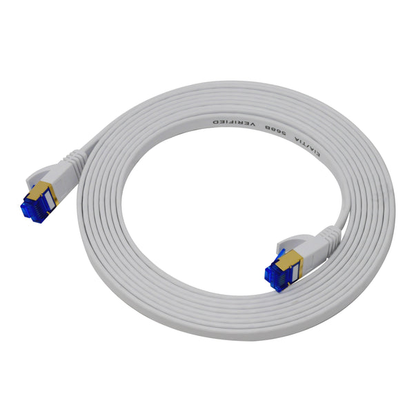 QualGear QG-CAT7F-10FT-WHT CAT 7 S/FTP Ethernet Cable Length 10 feet - 26 AWG, 10 Gbps, Gold Plated Contacts, RJ45, 99.99% OFC Copper, Color White
