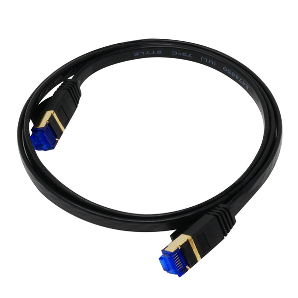 QualGear QG-CAT7F-1FT-BLK CAT 7 S/FTP Ethernet Cable Length 1 feet - 26 AWG, 10 Gbps, Gold Plated Contacts, RJ45, 99.99% OFC Copper, Color Black