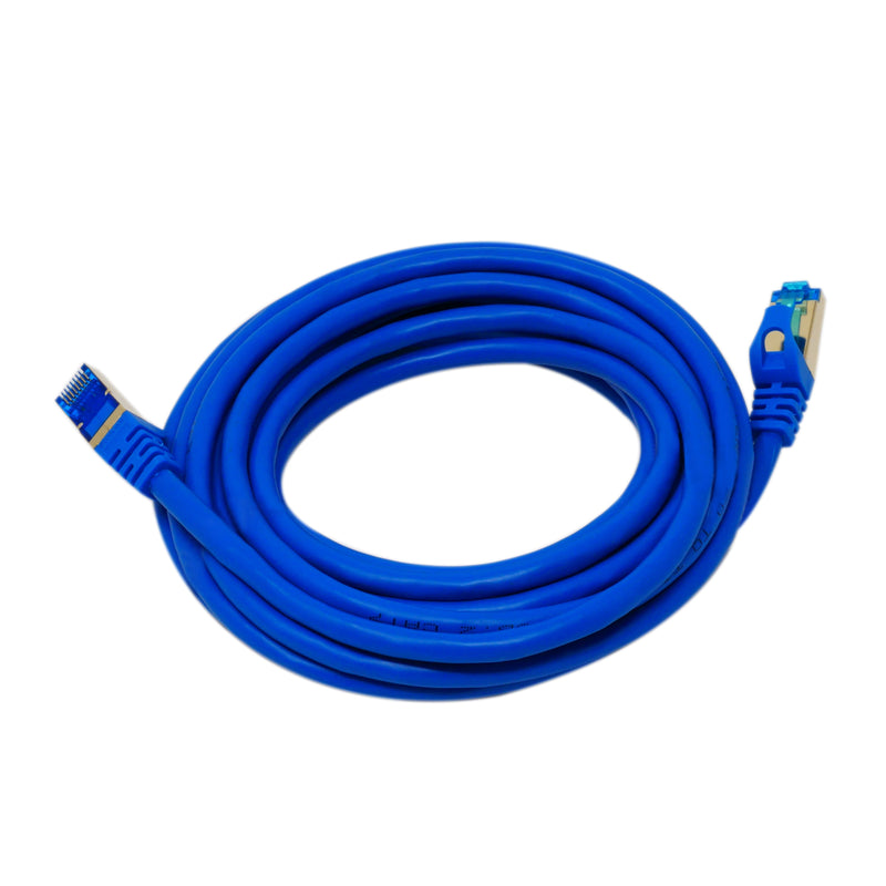 QualGear QG-CAT7R-15FT-BLU CAT 7 S/FTP Ethernet Cable Length 15 feet - 26 AWG, 10 Gbps, Gold Plated Contacts, RJ45, 99.99% OFC Copper, Color Blue