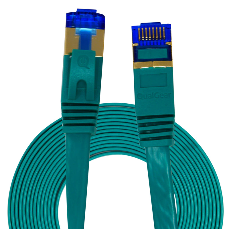 QualGear QG-CAT7F-15FT-GRN CAT 7 S/FTP Ethernet Cable Length 15 feet - 26 AWG, 10 Gbps, Gold Plated Contacts, RJ45, 99.99% OFC Copper, Color Green