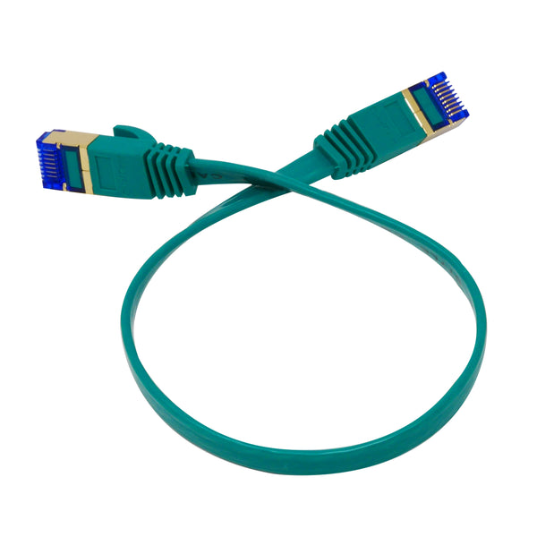 QualGear QG-CAT7F-1FT-GRN CAT 7 S/FTP Ethernet Cable Length 1 feet - 26 AWG, 10 Gbps, Gold Plated Contacts, RJ45, 99.99% OFC Copper, Color Green