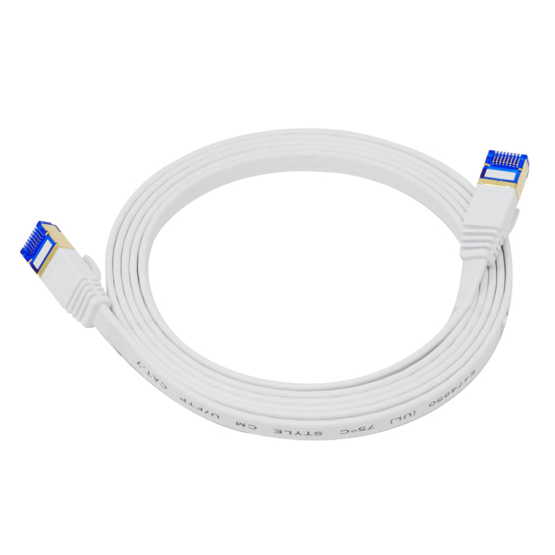 QualGear QG-CAT7F-6FT-WHT CAT 7 S/FTP Ethernet Cable Length 6 feet - 26 AWG, 10 Gbps, Gold Plated Contacts, RJ45, 99.99% OFC Copper, Color White