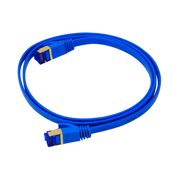 QualGear QG-CAT7F-3FT-BLU CAT 7 S/FTP Ethernet Cable Length 3 feet - 26 AWG, 10 Gbps, Gold Plated Contacts, RJ45, 99.99% OFC Copper, Color Blue