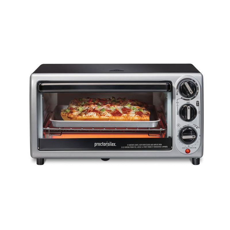 Proctor silex 4 slice (black) & (silver) toaster oven (31122PS)