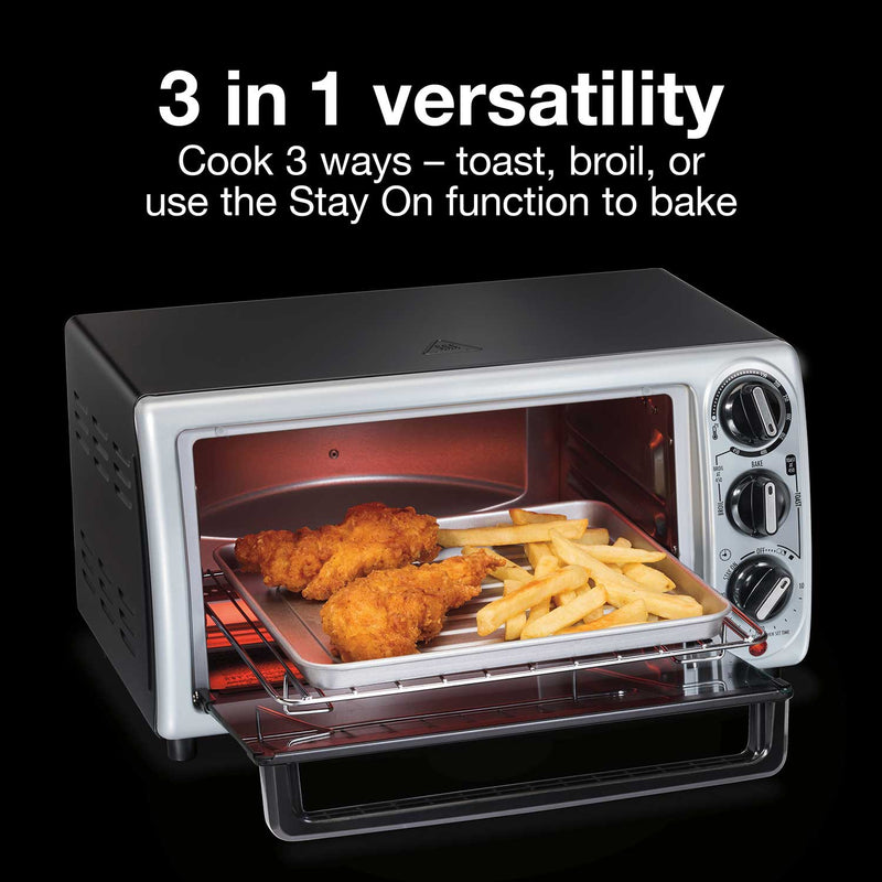 Proctor silex 4 slice (black) & (silver) toaster oven (31122PS)