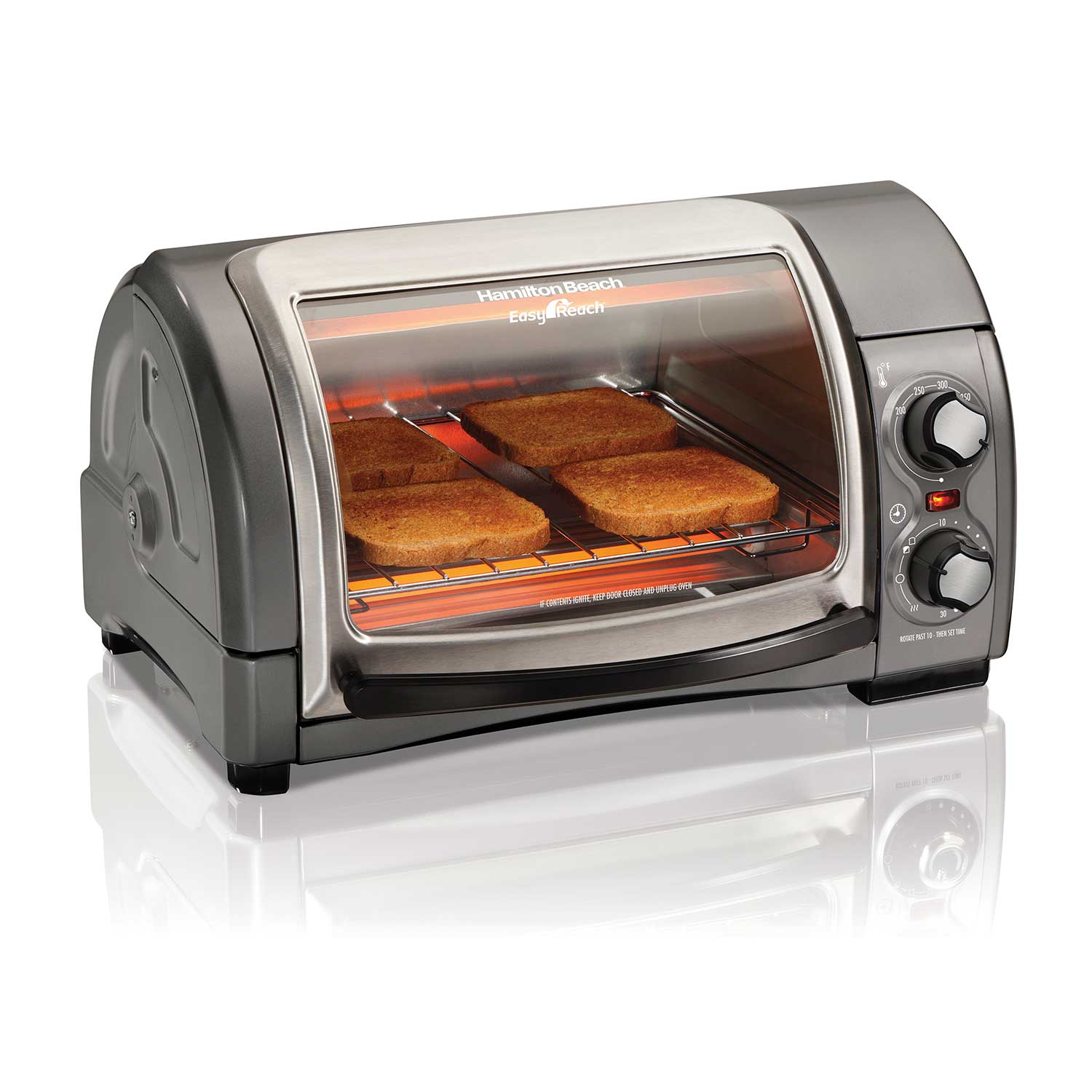 Hamilton Beach 31334D Easy Reach 4 Slice Toaster Oven with Roll-Top Do