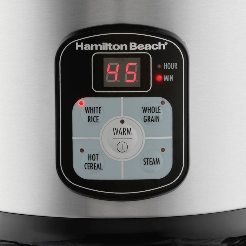 Hamilton Beach Rice Cooker & Food Steamer, 8 Cups Cooked (4 Uncooked)  Capacity, With Rinser/Steam Basket, White, 37508 