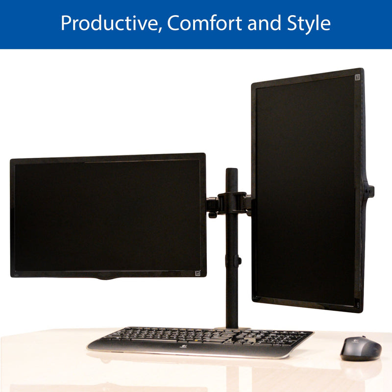 QualGear® QG-DM-02-22 13-27 Inch 3-Way Articulating Dual Monitor Desk Mount