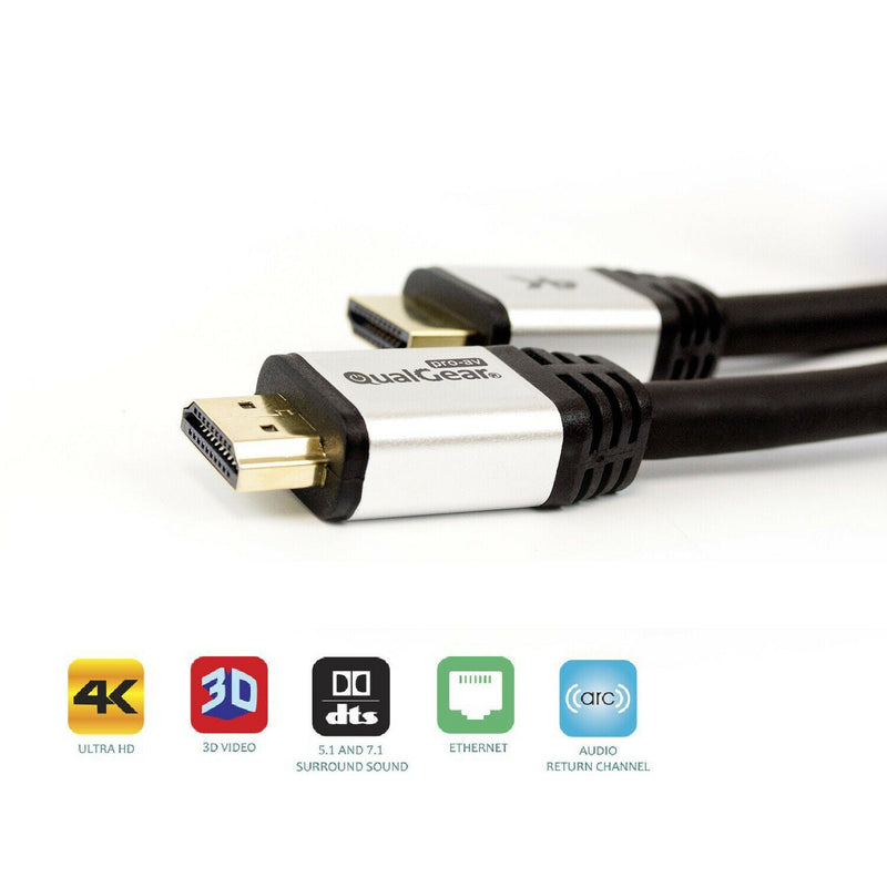 QualGear® 30 Ft High-Speed Long HDMI 2.0 Cable with 24K Gold Plated Contacts, Supports 4K Ultra HD, 3D, 18 Gbps, Audio Return Channel,CL3 Rated for In-Wall Use (QG-CBL-HD20-30FT)