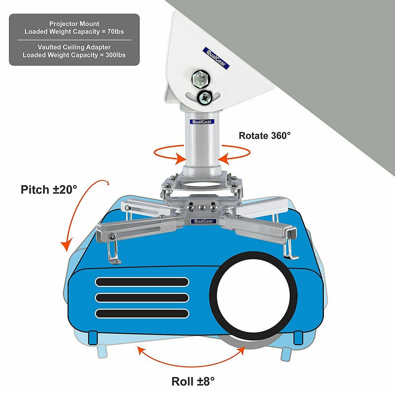 QualGear® QG-PRO-PM-VCA-B Pro-AV 1.5" Pipe Ceiling Adapter Projector Accessory