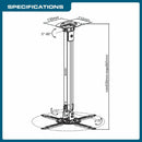 QualGear® QG-PM-002-WHT-L Universal Best Quality Long Ceiling Projector Mount