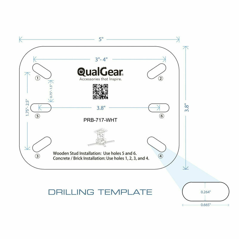 QualGear® PRB-717-WHT 6.6" - 16" Top Quality Universal Ceiling Projector Mount