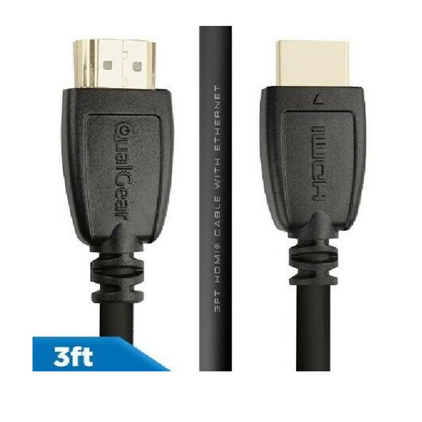 QualGear® 3 Feet HDMI 2.0 cable with 24k Gold Plated Contacts, Supports 4k Ultra HD, 3D, Upto 18Gbps, Ethernet, 100% OFC and Connects Blu-ray players, Apple TV, PS4, PS3, Xbox360, Xbox one, Computers and Other HDMI-endabled devices (QG-CBL-HD20-3FT)