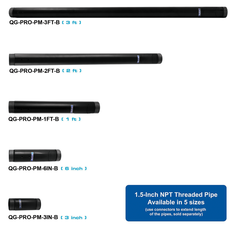 QualGear® QG-PRO-PM-PC-B Pro-AV 1.5" Npt Pipe Connector Projector Accessory