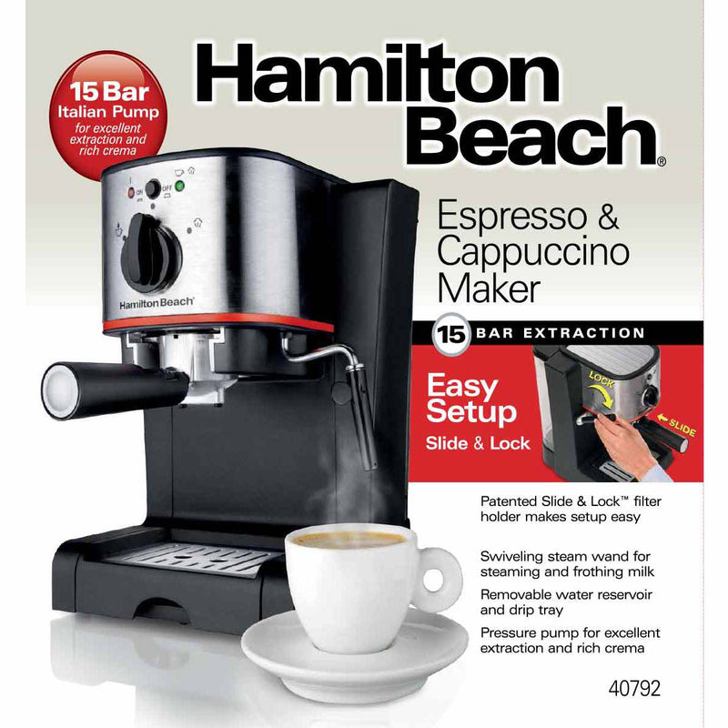 Hamilton Beach Espresso & Cappuccino Maker, Black & Stainless (40792)