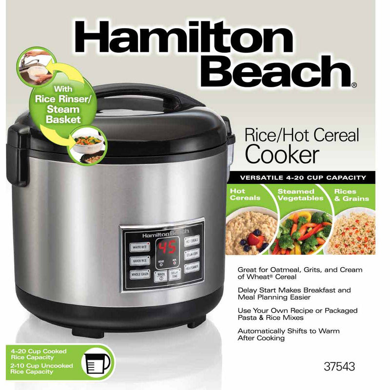 Hamilton Beach 37543C Digital 4-20 Cup Rice and Hot Cereal Cooker