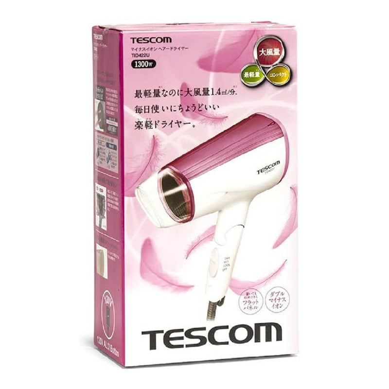 Tescom TID422U Negative Ions Hair Dryer, Pink - 120V 1300W (Warranty 90 days)