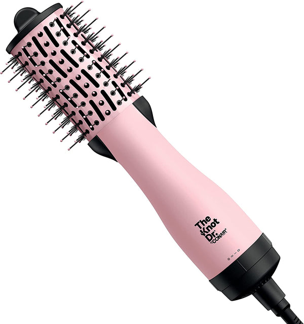The Knot Dr BC114C All-in-One Mini Oval Dryer Brush. Dry and Style For All Hair Types, Pink