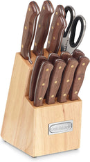 Cuisinart C55w-14pcbc Walnut Triple Rivet 14 Piece Cutlery Block Set