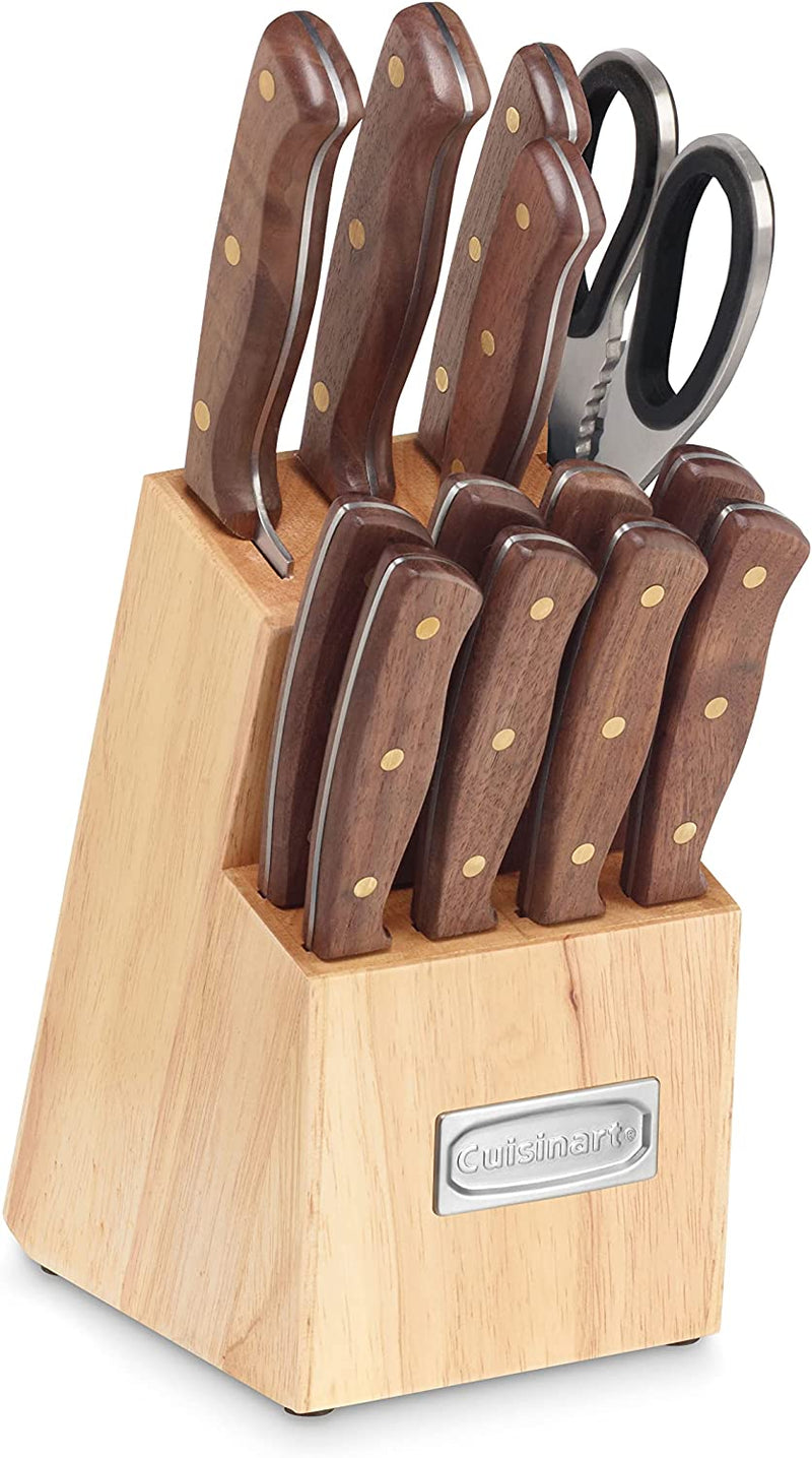 Cuisinart C55w-14pcbc Walnut Triple Rivet 14 Piece Cutlery Block Set