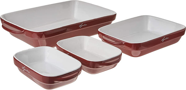 Lagostina Ceramic 4 Piece bakeware Set for The Everyday Baker, for Microwave, Oven, Dishwasher, Refrigerator/Freezer Safe