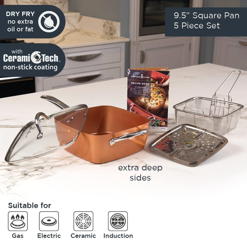 Copper Chef Square Fry Pan 5 PC Set
