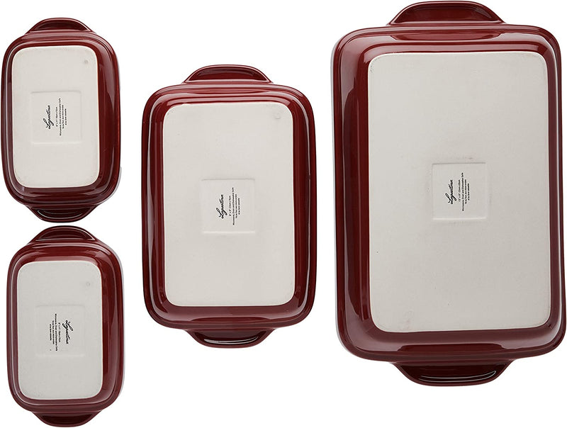 Lagostina Ceramic 4 Piece bakeware Set for The Everyday Baker, for Microwave, Oven, Dishwasher, Refrigerator/Freezer Safe