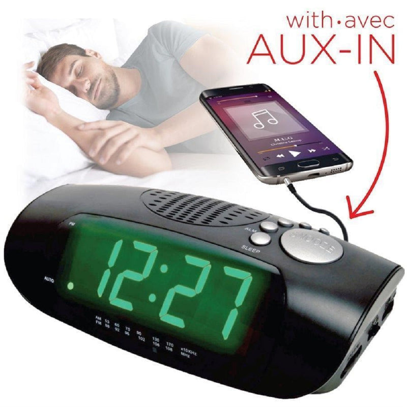 Escape RA930 Jumbo Display AM/FM Digital Alarm Clock with AUX Black