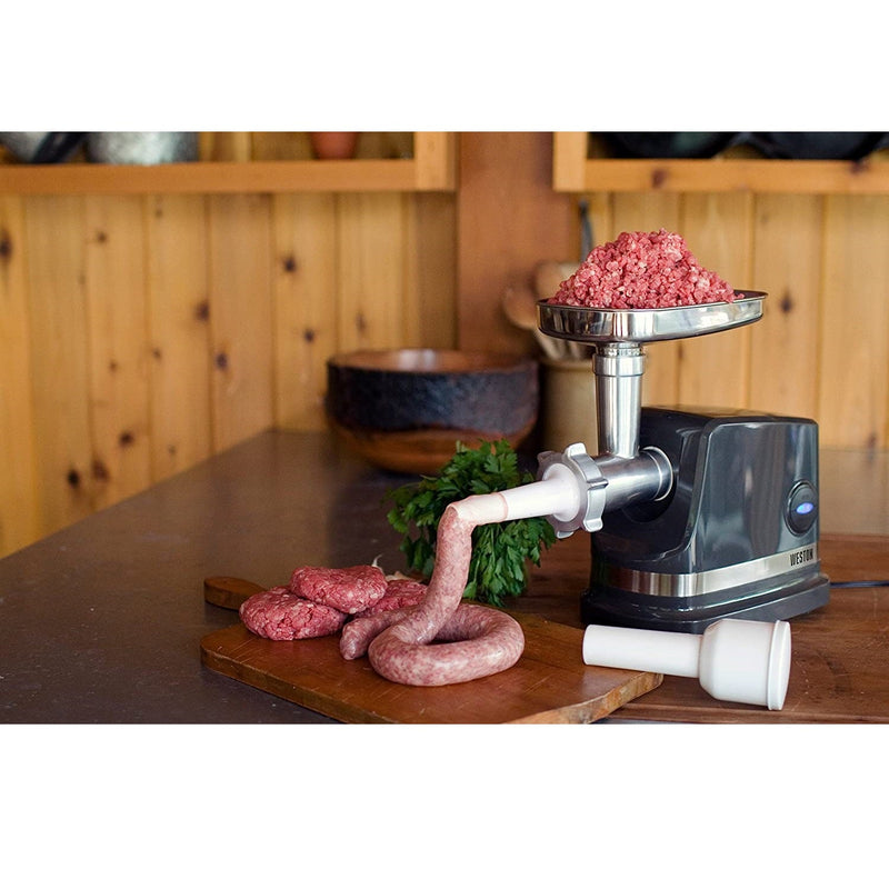 Weston 33-1201-W Number 8 Electric Meat Grinder and Sausage Stuffer, 575 Watt, Black