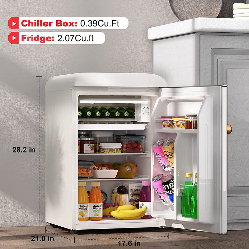 Galanz Retro Compact Mini Fridge with Freezer, 2-Door, Energy Efficient,  Small Refrigerator for Dorm, Office, Bedroom, 3.1 cu ft, Black 